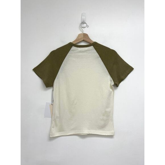 NWT Nation Ltd Bobbie Tee Hemp Raglan Sporty Retro Baseball Boxy Fit Capers XS - Picture 3 of 9